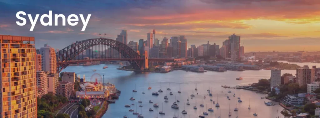 Vista de Sydney na Austrália com a Harbour Bridge